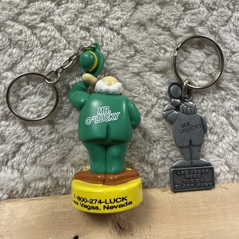 Vintage Las Vegas Fitzgeralds Casino‎ Mr. O'Lucky Figurine Keychain FOB Souvenir